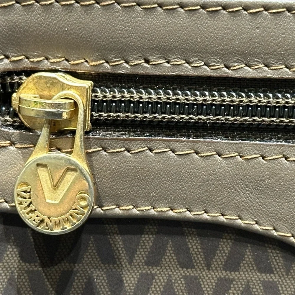 VALENTINO Bag Small Brown Crossbody V Logo Monogram Shoulder Italian PVC Mario